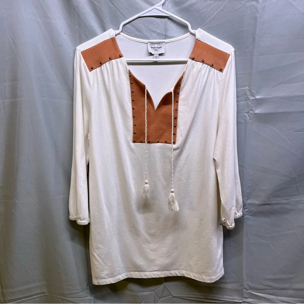 Haute Hippie White and Orange Tunic Top - Picture 4 of 6